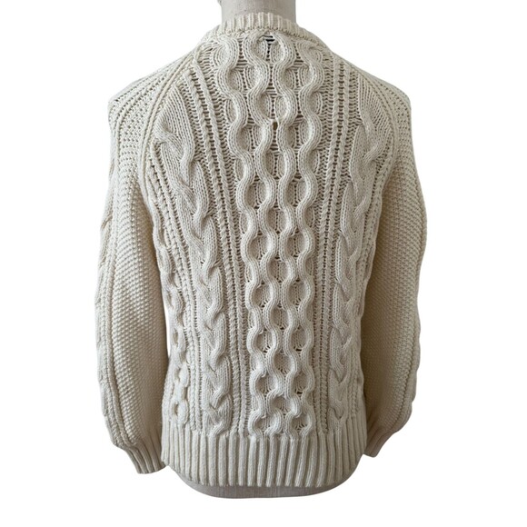 J.Crew Women's Ivory Diagonal Cableknit Cotton Fisherman Sweater Size‎ Small - Picture 2 of 7